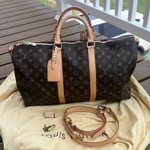Louis Vuitton Monogram Canvas Duffel with Tan Accents